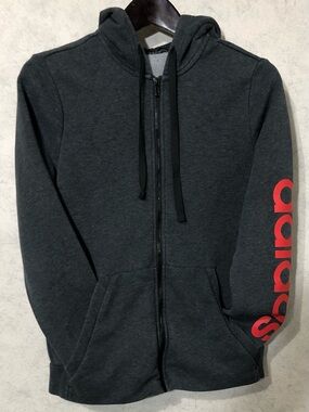 Adidas Women's Climalite Full Zip Up Hoodie CF8803 Medium Charcoal Gray EUC